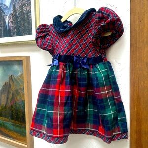 Vintage Christmas plaid dress 18 months